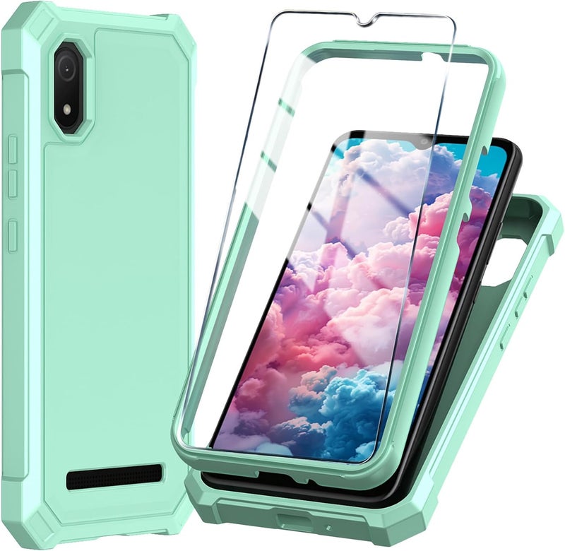 Mocotto for Cloud Mobile Stratus C8 Phone Case with Tempered Glass Screen Protector,Slim Soft Silicone Full-Body Protective Cover (Cloud Mobile Stratus C8,Green) - Image 1